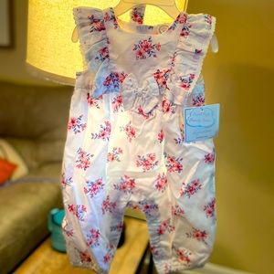 Little me 3m romper white with flowers with bow